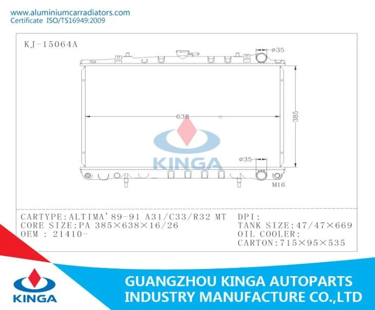 NISSAN ALTIMA'89-91 A31/C33/R32 MT Engine Code# OM 646.821 KJ# KJ-15064A